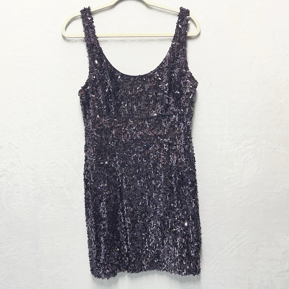 Suzi Chen‎ for Maggy Boutique Sequin Mini Dress Womens 14 Purple Cocktail Party